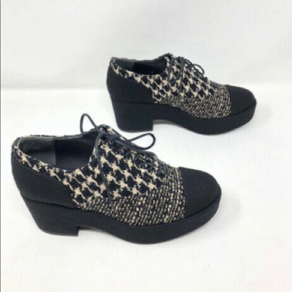 Chanel 36.5 Black Tweed Platform Shoes 2972-7-11621 - Picture 2 of 8